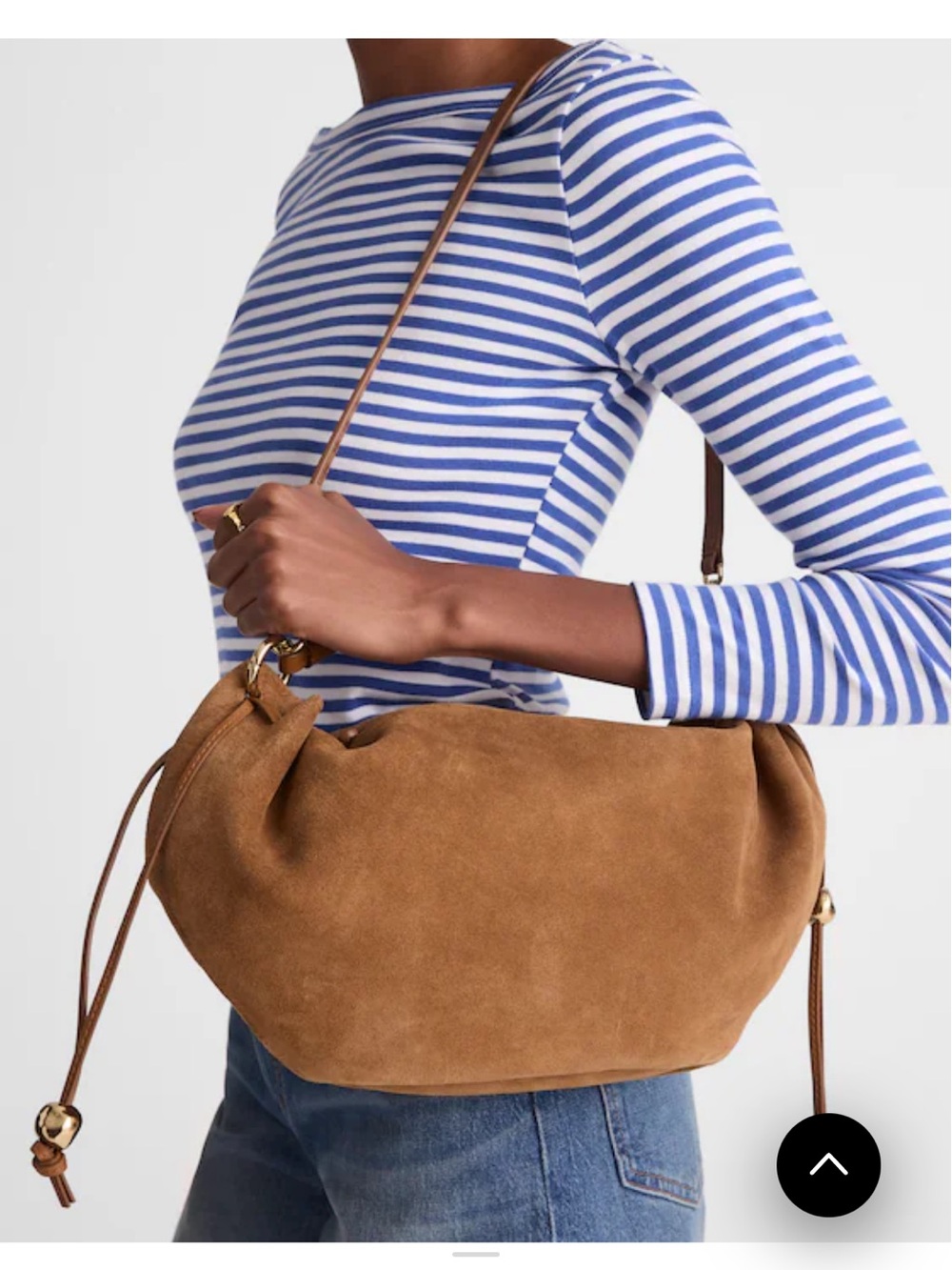 Madewell Suede Hobo Camren Bag in Cognac Brown with Gold Hardware - Picture 3 of 4